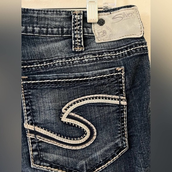 Silver Jeans Twisted Capri Tag Size 30 Blue Heavy Stitch Cropped Women’s Jeans - Picture 4 of 7